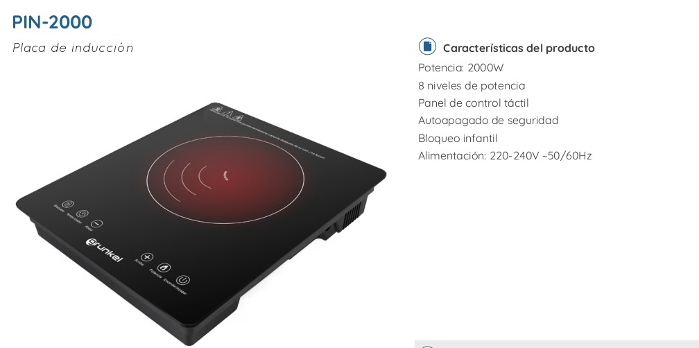 Grunkel PIN-2000 induction hot plate from Amazon.es, Belmonte, Luz de Tavira, Algarve, Portugal
